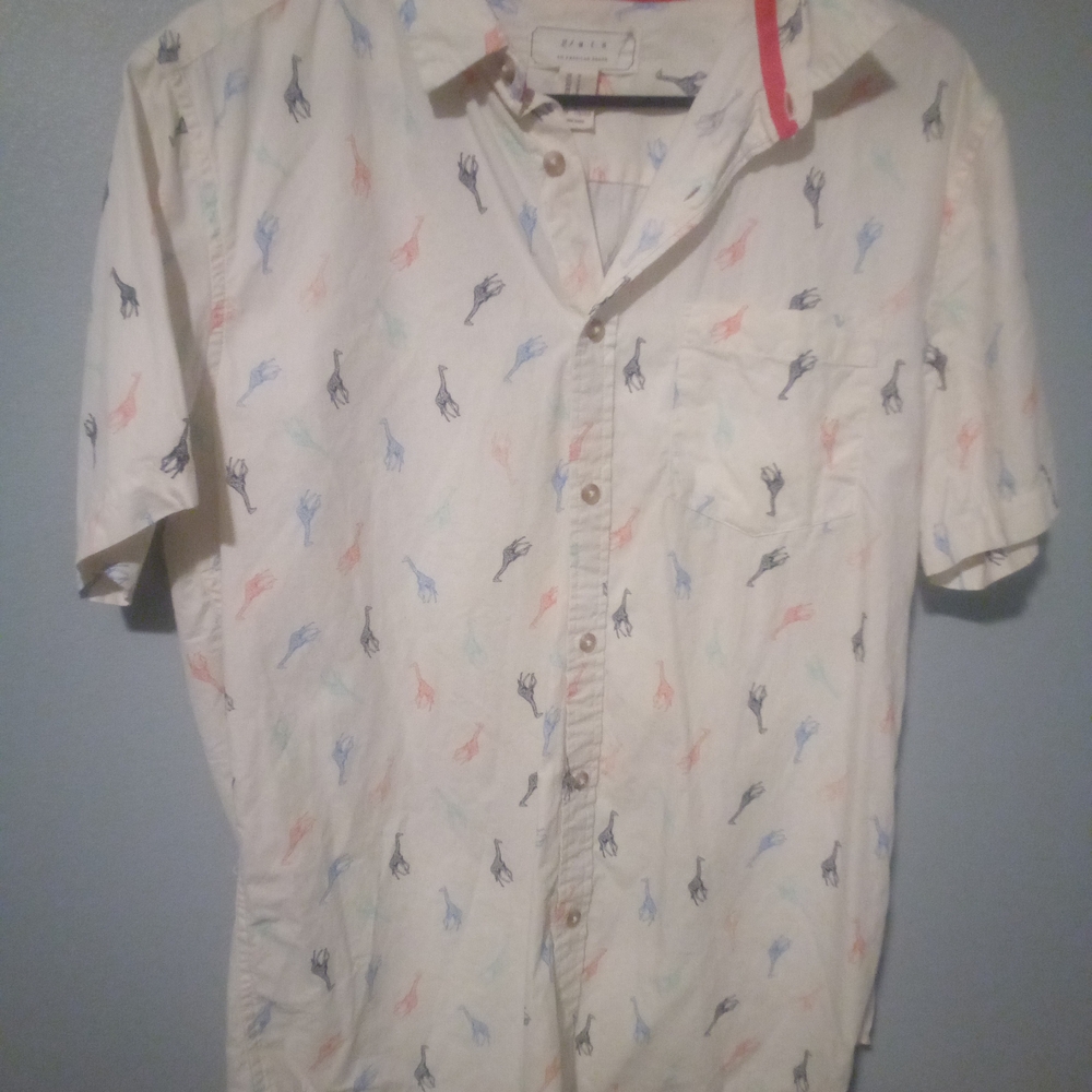 Colorful Giraffe Pattern Print Button-Up Shirt